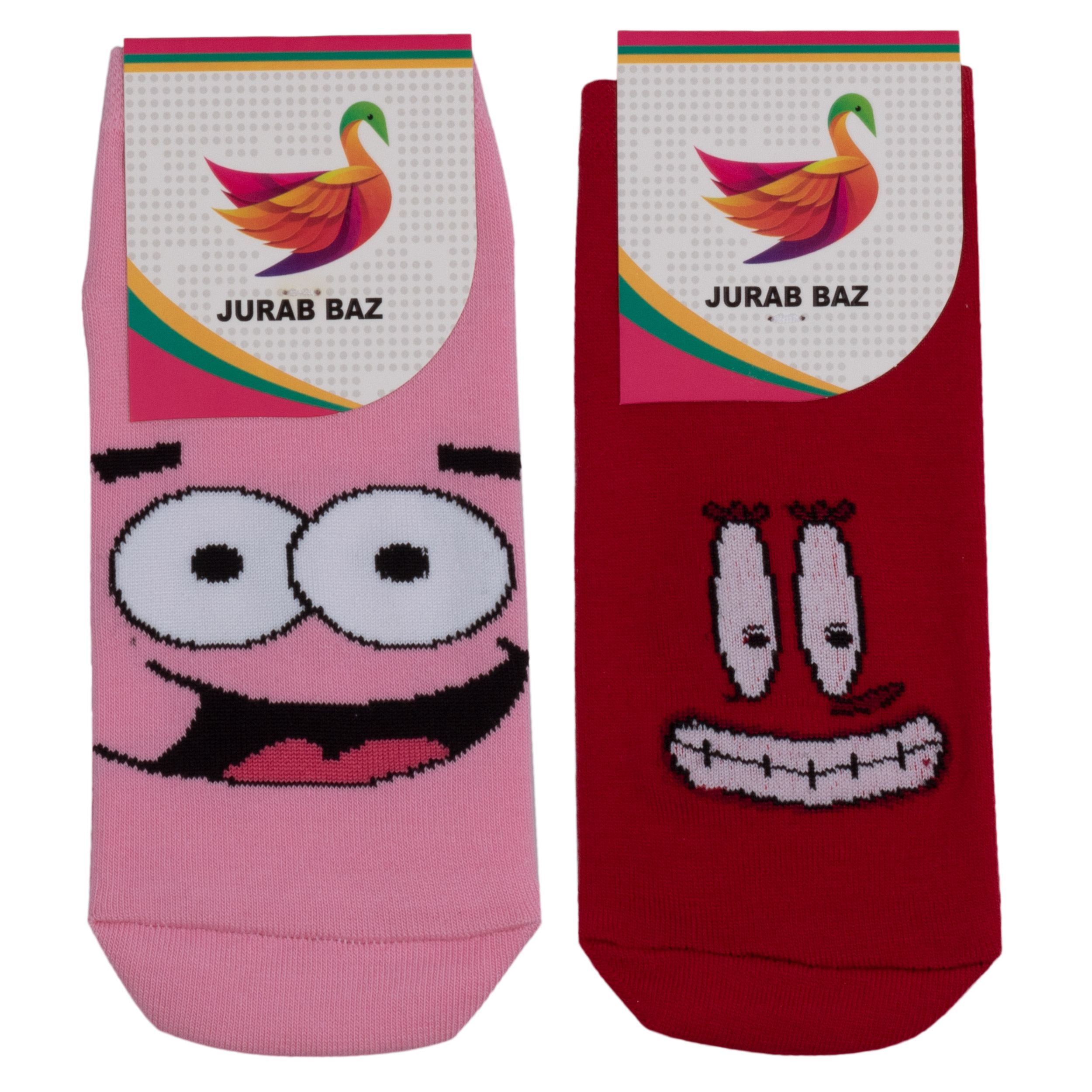 جوراب دخترانه طرح پاتریک و آقای خرچنگ کد JB 33 مجموعه 2 عددی