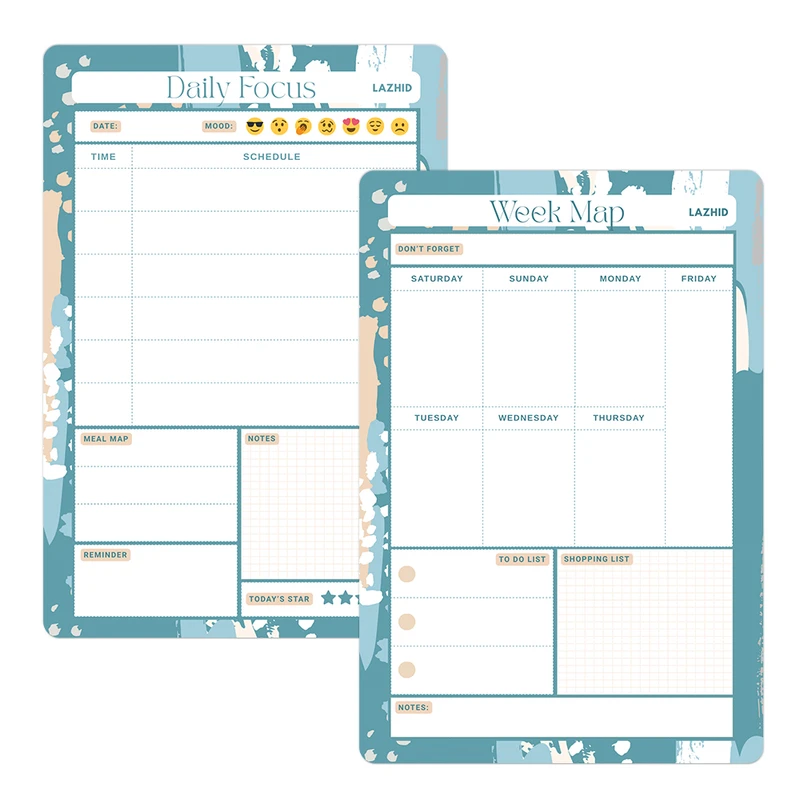 تخته وایت برد لاژید مدل آهنربایی طرح پلنر روزانه و هفتگی سایز 20X30 سانتیمتر مجموعه 2 عددی