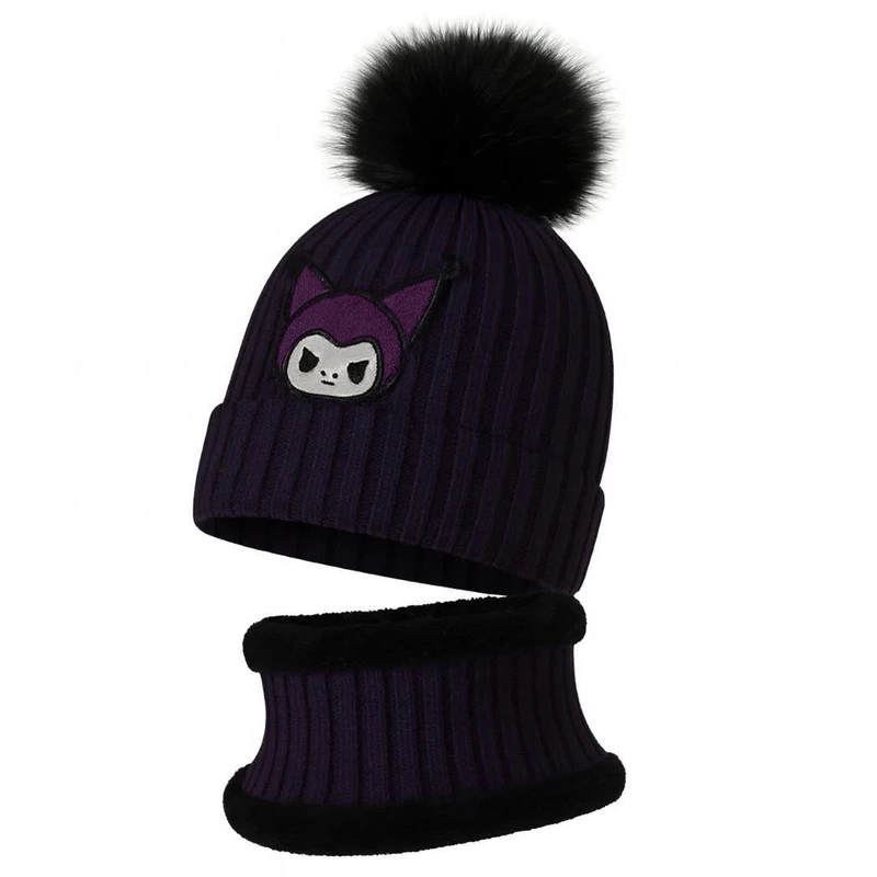 ست کلاه و شال گردن بافتنی بچگانه مدل کرومی توخز 4355-2