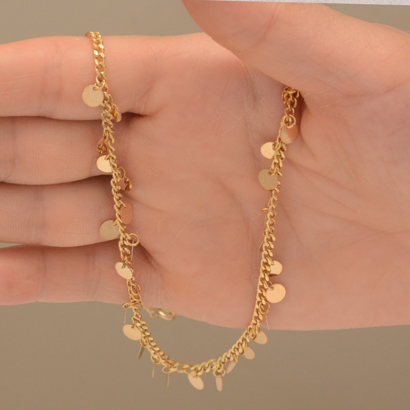 گردنبند طلا 18 عیار زنانه طلای مستجابی مدل پولکی گرد کد 45