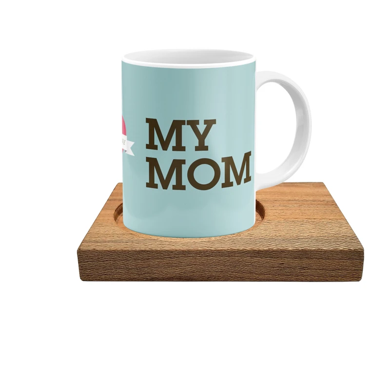 لیوان گالری وبفر مدل مامان به همراه زیر لیوانی