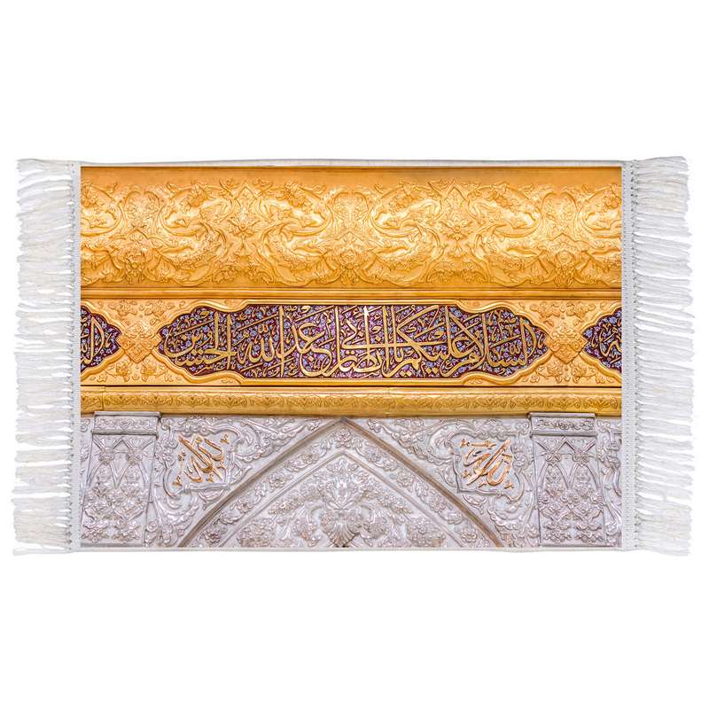 فرش ماشینی دیوارکوب اطلس آبی طرح ضریح حرم امام حسین مدل T2493 