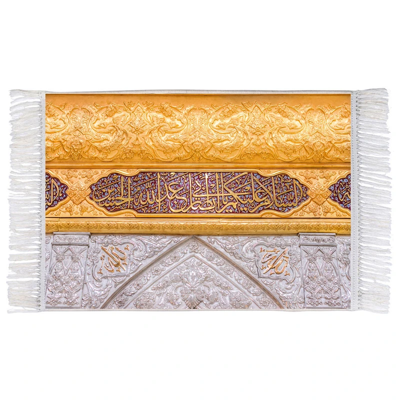 فرش ماشینی دیوارکوب اطلس آبی طرح ضریح حرم امام حسین مدل T2493