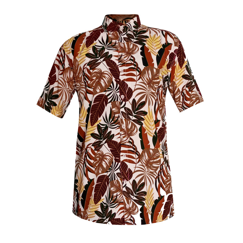 پیراهن آستین کوتاه مردانه مدل هاوایی کد GH-ZER-WHI