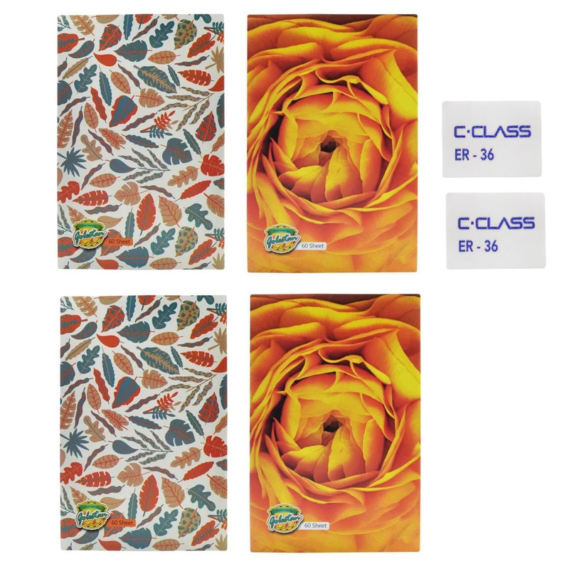 پاک کن سی.کلاس مدل گلستان به همراه دفتر مجموعه 6 عددی