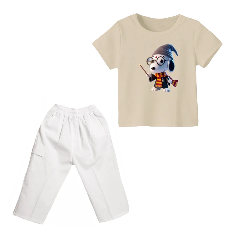 ست تی شرت و شلوارک پسرانه مدل اسنوپی کد ۷۷