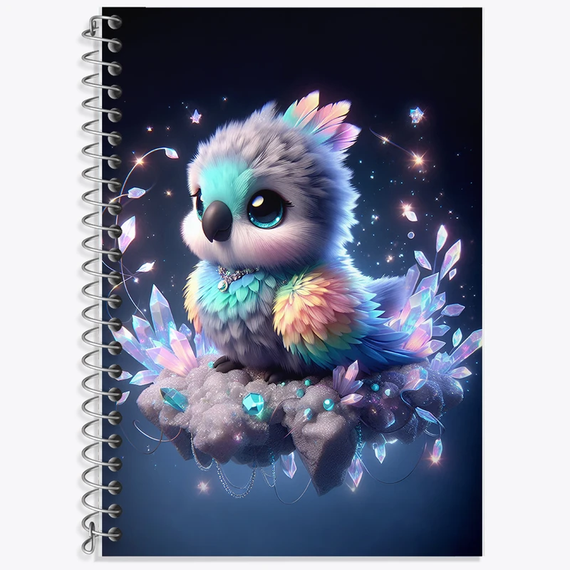 دفتر زبان 50 برگ خندالو مدل دو خط طرح پرنده کیوت کد F5394