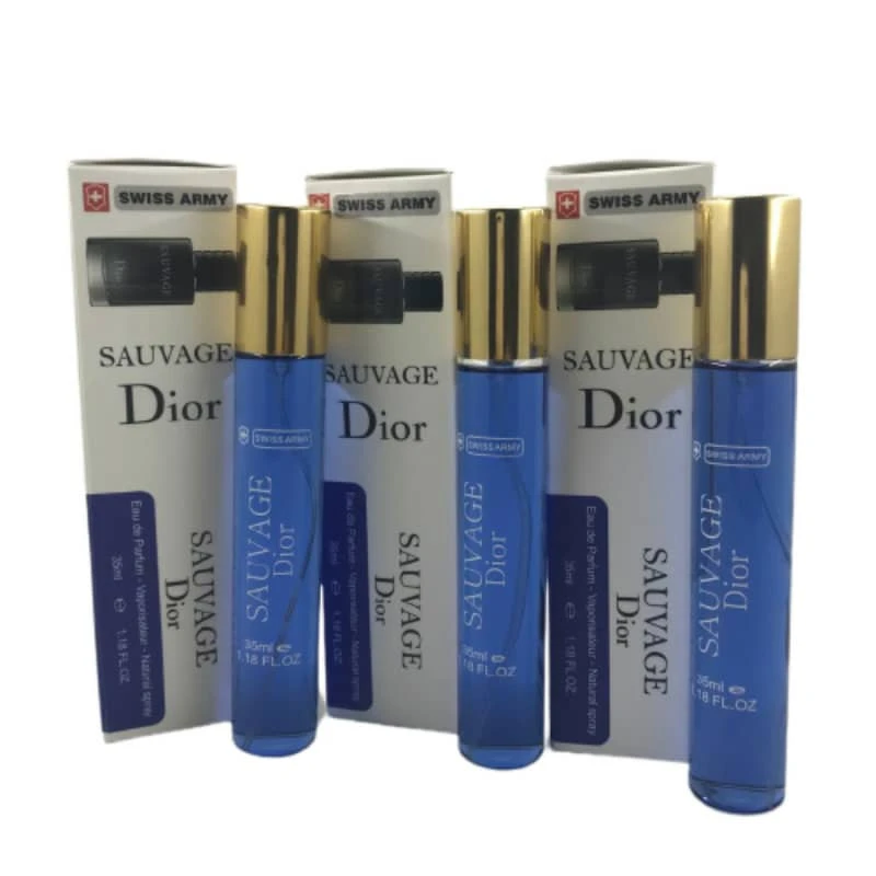 عطر جیبی مردانه سوئیس آرمی مدل Sauvage حجم 35 میلی لیتر مجموعه 3 عددی