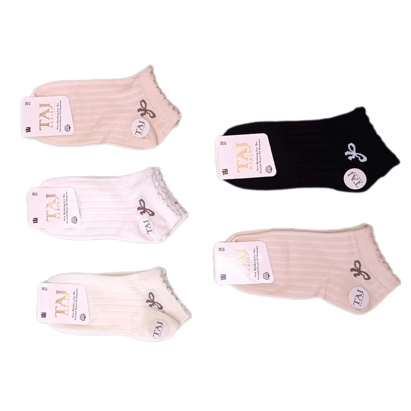 جوراب ساق کوتاه زنانه تاج نصیر مدل پاپیون بسته 5 عددی