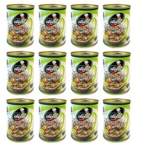  کنسرو خورشت قورمه سبزی با سویا شیفته - 370 گرم بسته 12 عددی