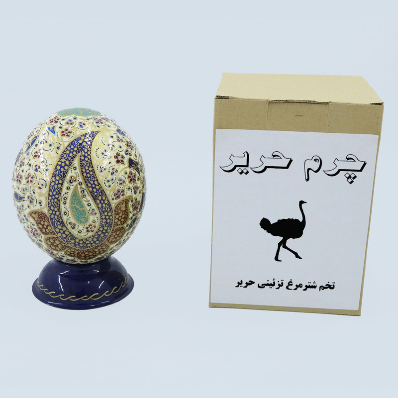 تخم شترمرغ تزئینی چرم حریر مدل S002 تخم شترمرغ تزئینی چرم حریر مدل S002