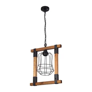 چراغ آویز ای دی ام وود مدل چوبی قفسی کد W-435
