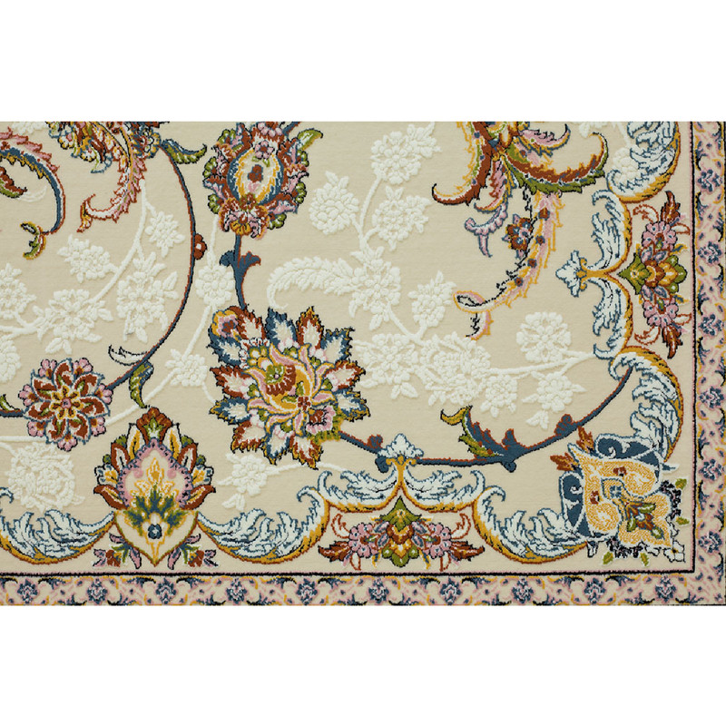 فرش ماشینی افرند کد 2222 زمینه کرم