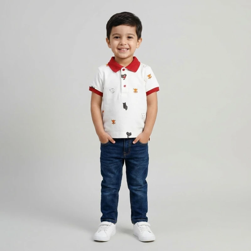 پولوشرت آستین کوتاه پسرانه وان بای وان مدل ژوبين