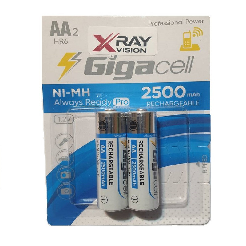 باتری قلمی قابل شارژ گیگاسل مدل Always Ready Pro 2500 mAh بسته ۲ عددی