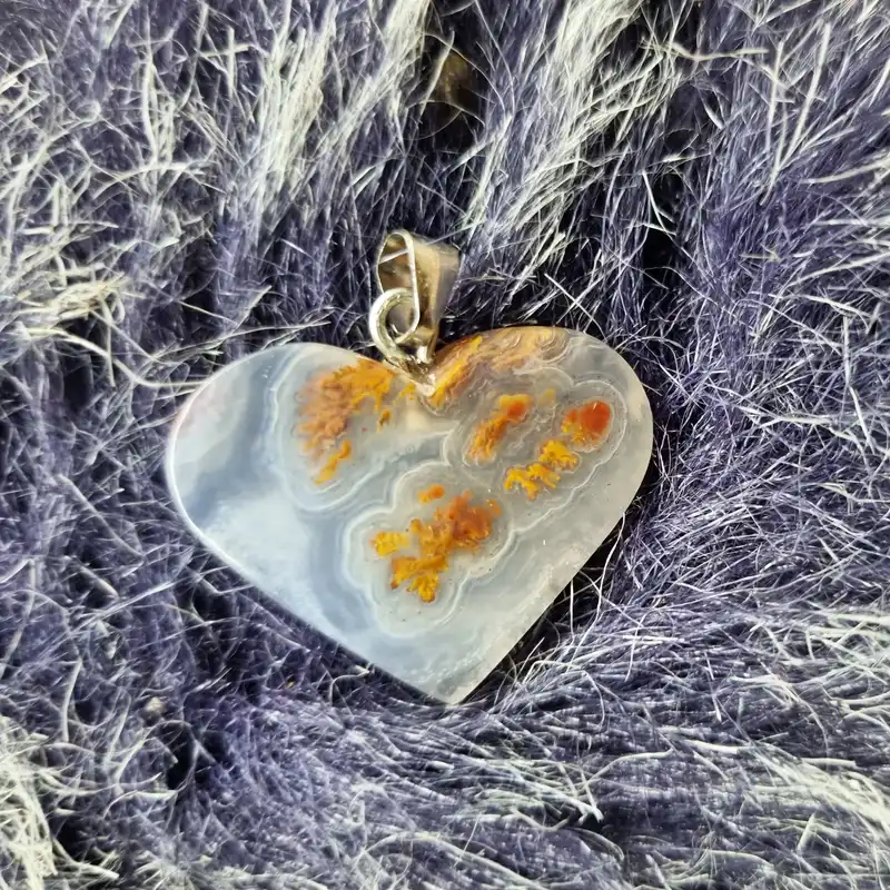 آویز گردنبند زنانه مدل  عقیق شجر طرح قلب کدB10