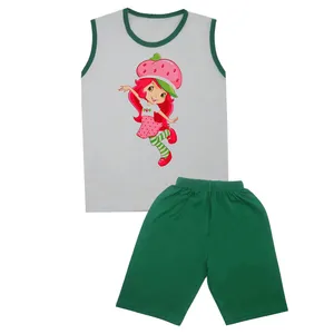 ست تاپ و شلوارک بچگانه مدل دختر توت فرنگی کد STb5101