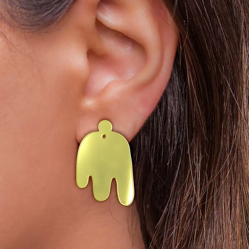 گوشواره طلا 18 عیار زنانه مدوپد مدل هندسی کد GA1-15107