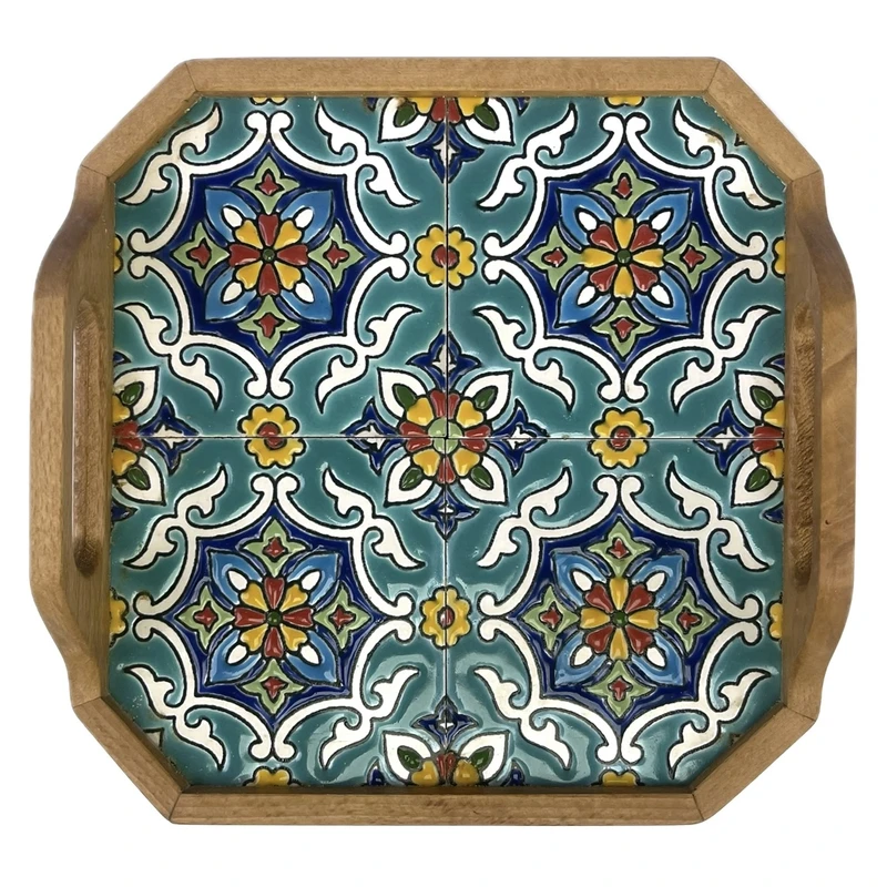 سینی کاشی کاری مدل چهارباغ ۱