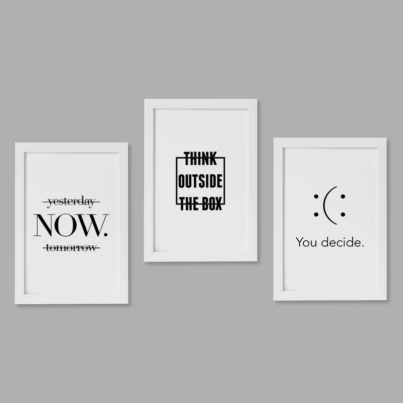 تابلو خندالو مدل دکوراتیو انگیزشی کد M113 مجموعه 3 عددی