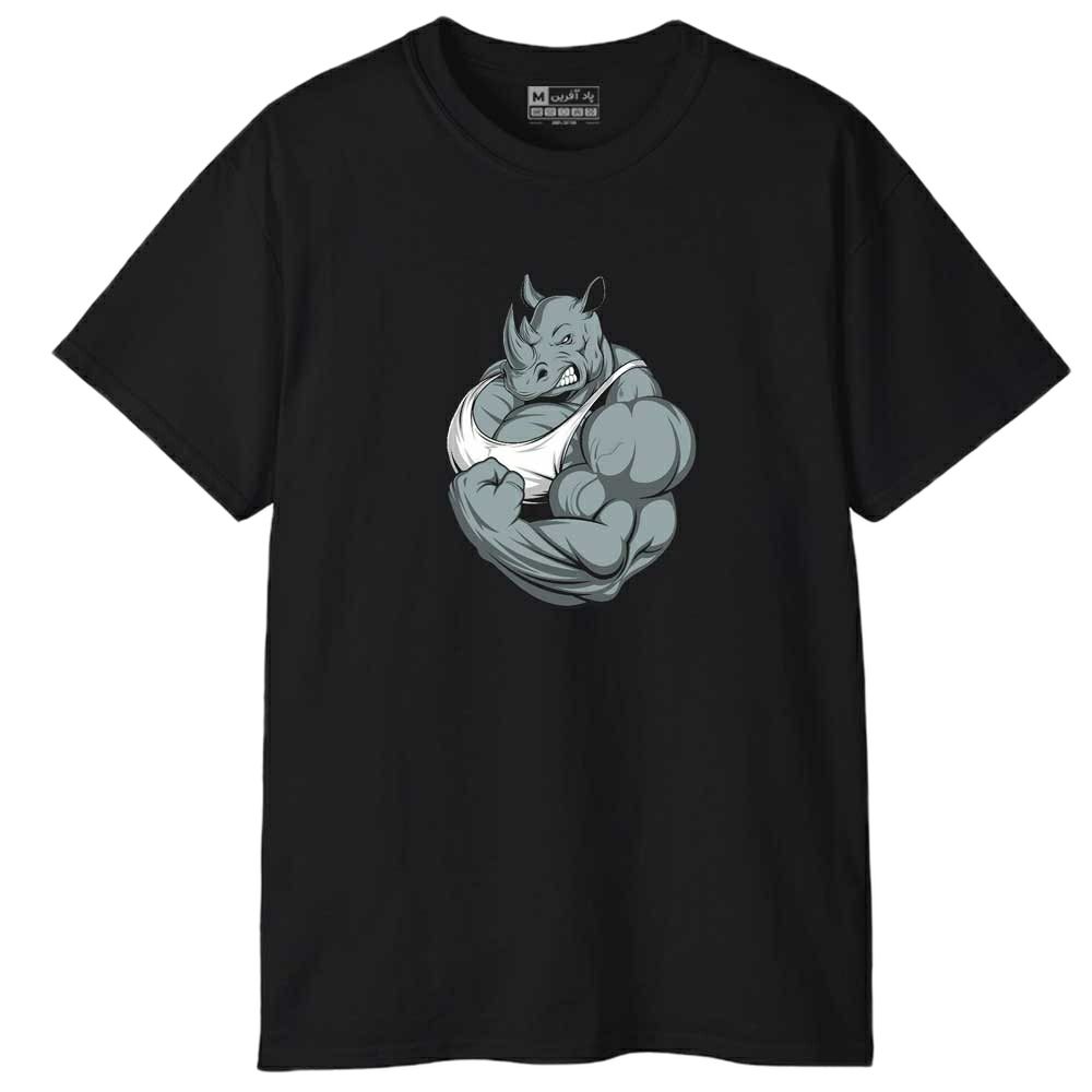 تی شرت آستین کوتاه مردانه پاد آفرین مدل اسپرت طرح کرگدن بدنساز کد 01120 -  - 1