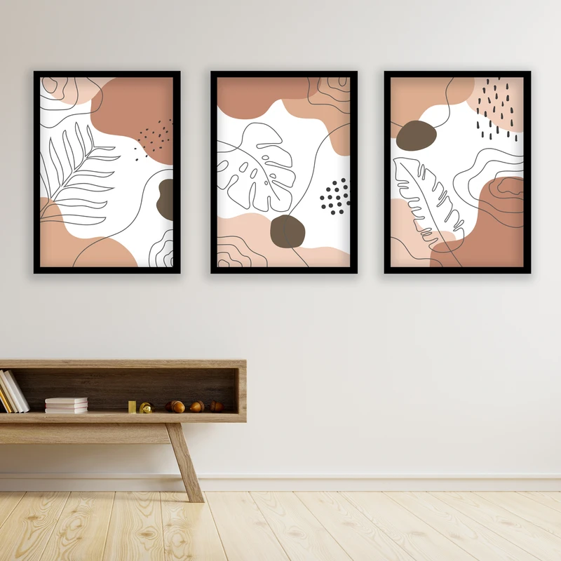 تابلو مدل مینیمال دکوراتیو کد LA-G3039 مجموعه 3 عددی