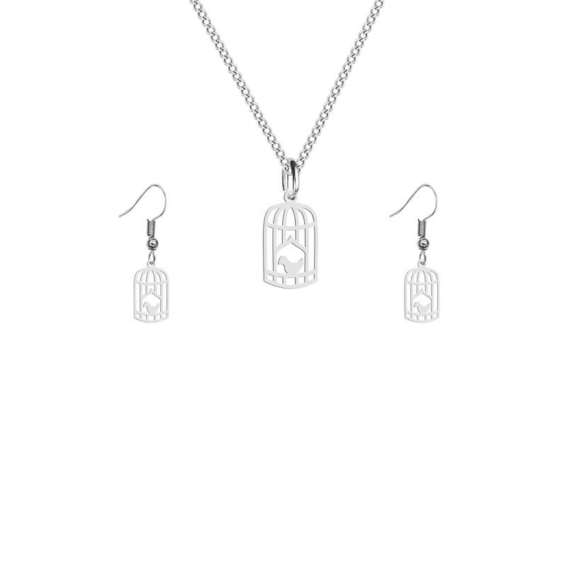 نیم ست زنانه هایکا طرح قفس و مرغ آمین مدل s.ha1_109