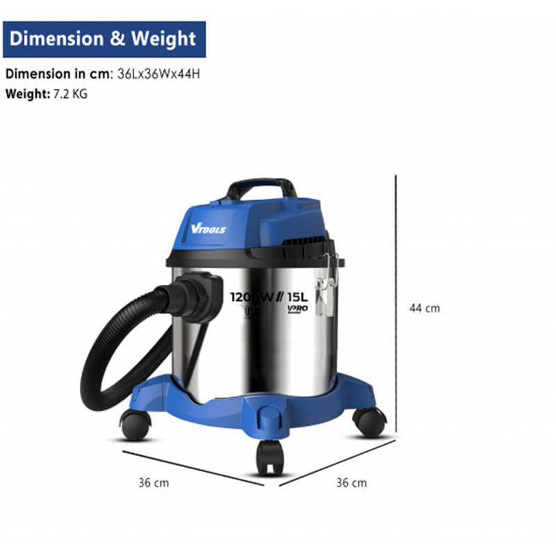 جاروبرقی صنعتی 1200 وات وی تولز مدل VP1401-15L ظرفیت 15 لیتر