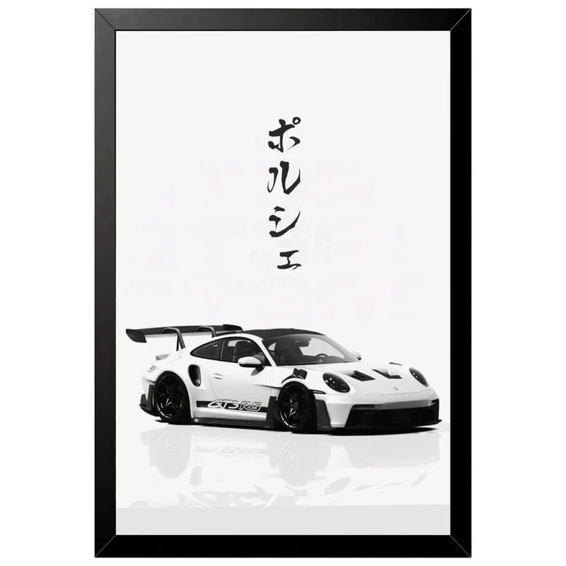 تابلو بکلیت طرح ماشین و خودرو پورشه PORSCHE 911 GT3 RS مدل B-az1033 فریم مشکی