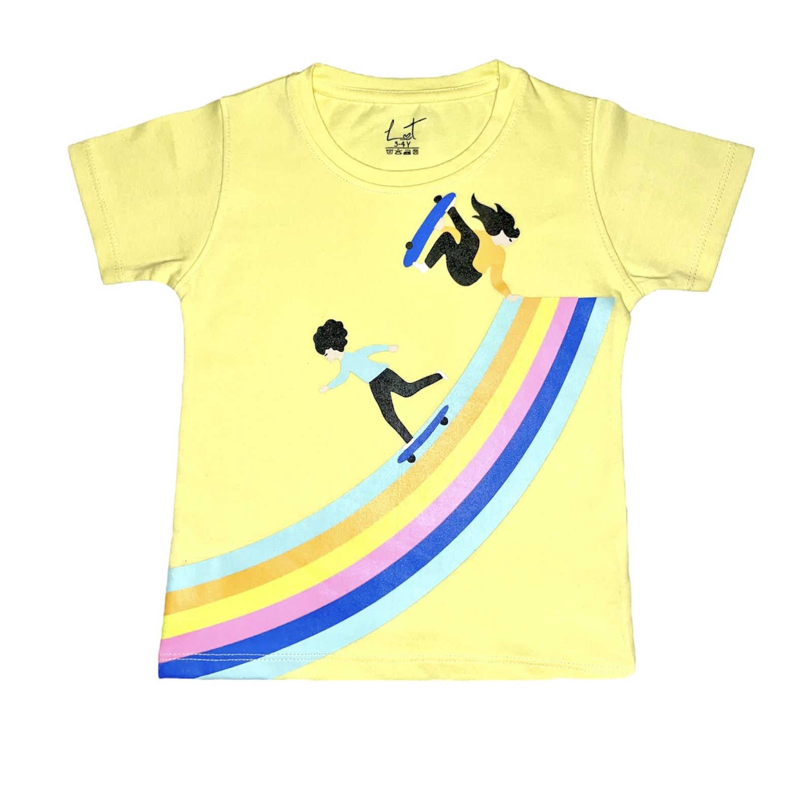 تی شرت آستین کوتاه بچگانه لینتل مدل  رنگین کمان کد 0064 رنگ زرد -  - 1