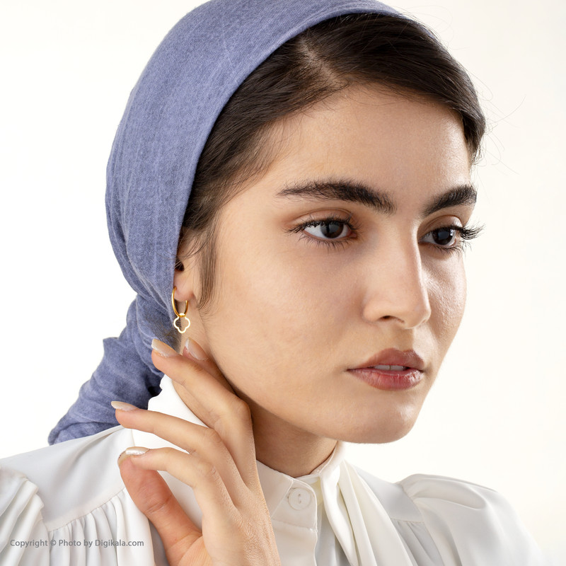 گوشواره طلا 18 عیار زنانه کاپانی مدل حلقه ای با آویز کد KE016