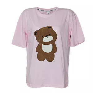 تی شرت لانگ زنانه مدل خرس برجسته رنگ صورتی