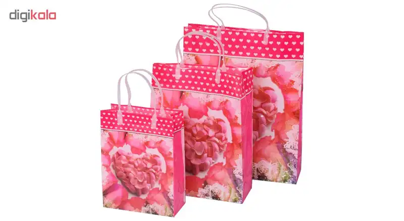 ساک هدیه طرح گل رز کد DOP-XY-001 مجموعه 3 عددی