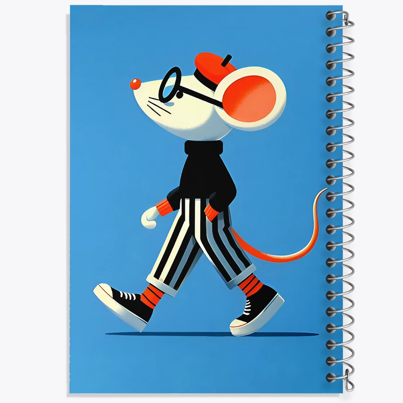 دفتر ژورنال نویسی 50 برگ خندالو مدل نقطه ای طرح موش بانمک کد F7963