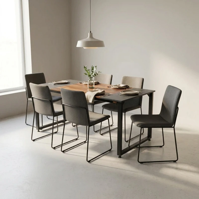 میز ناهارخوری شش نفره دیزم مدل مونتاژی LNC_asm_160×80_Tri