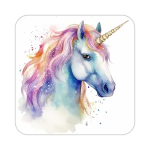 زیر لیوانی کاکتی طرح اسب تک شاخ و یونیکورن مدل mp31719