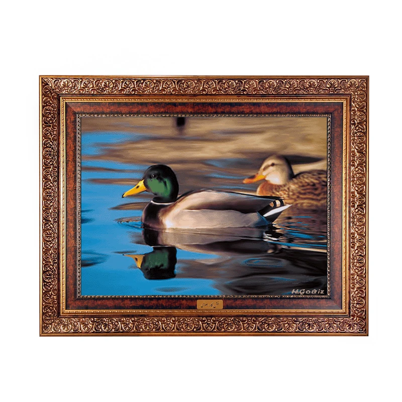تابلو فرش ماشینی نقش نگار رضوی طرح مرغابی کد 487KC