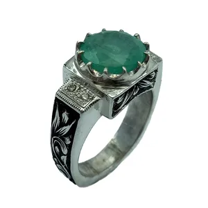 انگشتر نقره مردانه مدل قلم برجسته دستساز 1049