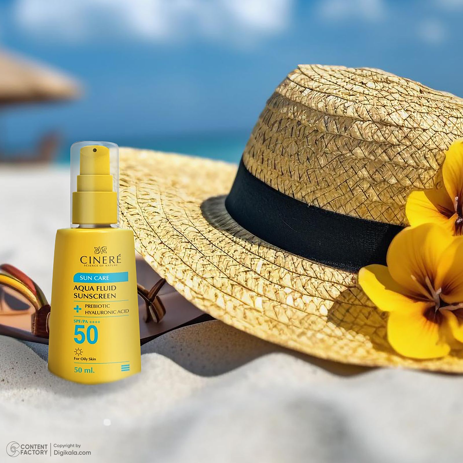 فلوئید ضد آفتاب بی‌رنگ سینره، 50 SPF، مدل PREBIOTIC، مناسب پوست‌های چرب با حجم 50 میلی‌لیتر، فاقد پارابن، محافظت‌کننده در برابر اشعه‌های UVA و PA ،UVB++++، دارای فرمولاسیون فاقد چربی و هیالورونیک اسید، با ماندگاری 2 ساعته -  - 2