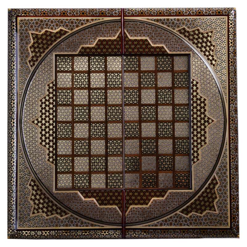 صفحه شطرنج خاتم کاری طرح سه بعدی نفیس کد se-50