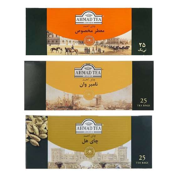 چای کیسه ای ساده ، عطری و هل احمد - سه بسته 25 عددی