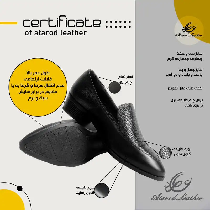 کفش زنانه چرم عطارد مدل چرم طبیعی کد SH144