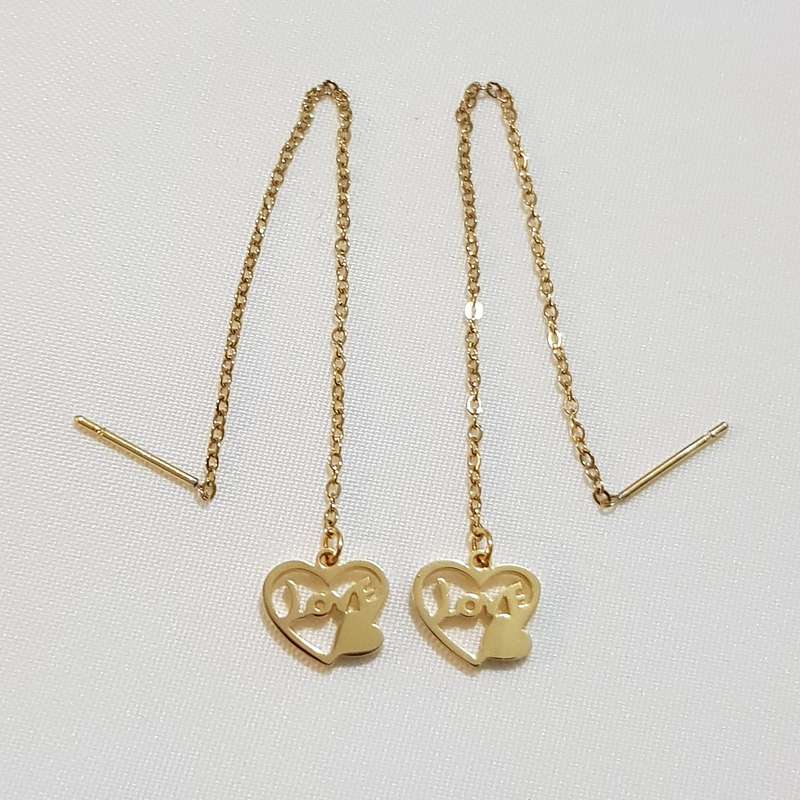 گوشواره زنانه مدل بخیه ای قلب و لاو 3418