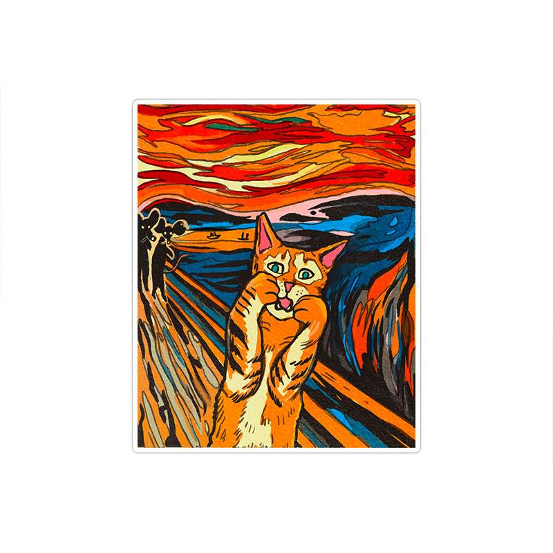 استیکر تزئینی موبایل و تبلت ماسا دیزاین مدل stkv0214 طرح نقاشی جیغ.گربه