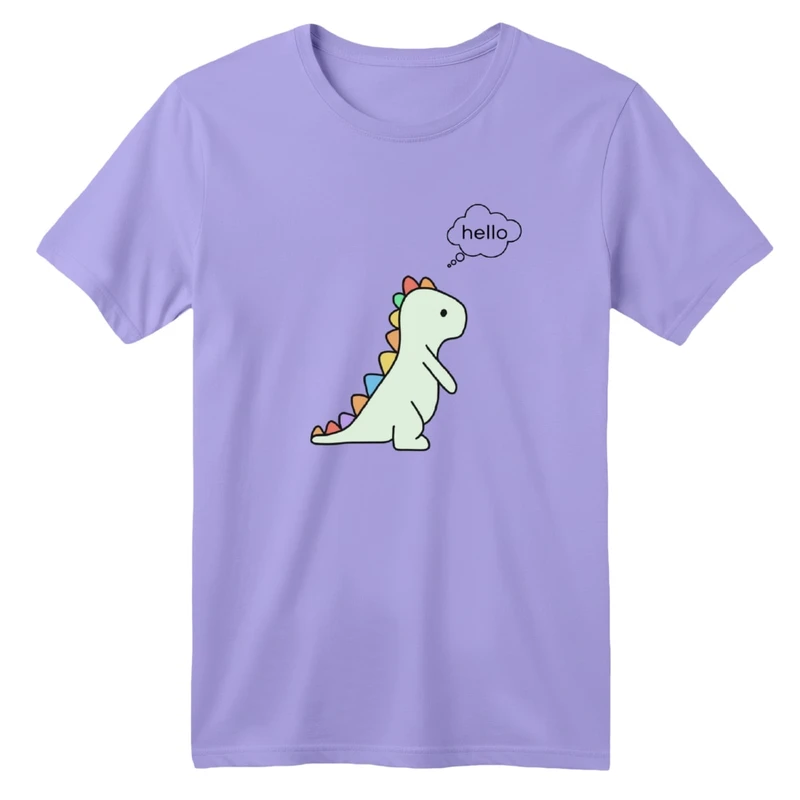تی‌شرت آستین کوتاه لانگ یقه گرد  بچگانه مدل سلام دایناسور