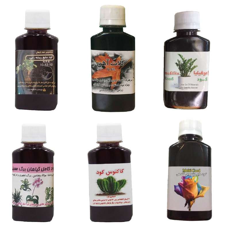 کود مایع فسفر ریشه زایی 10-52-10 و کلات آهن و کود زاموفیلیا و کود گیاهان برگ سبز و کود کاکتوس و کود گلدهی مدل life drop حجم 120 میلی لیتر