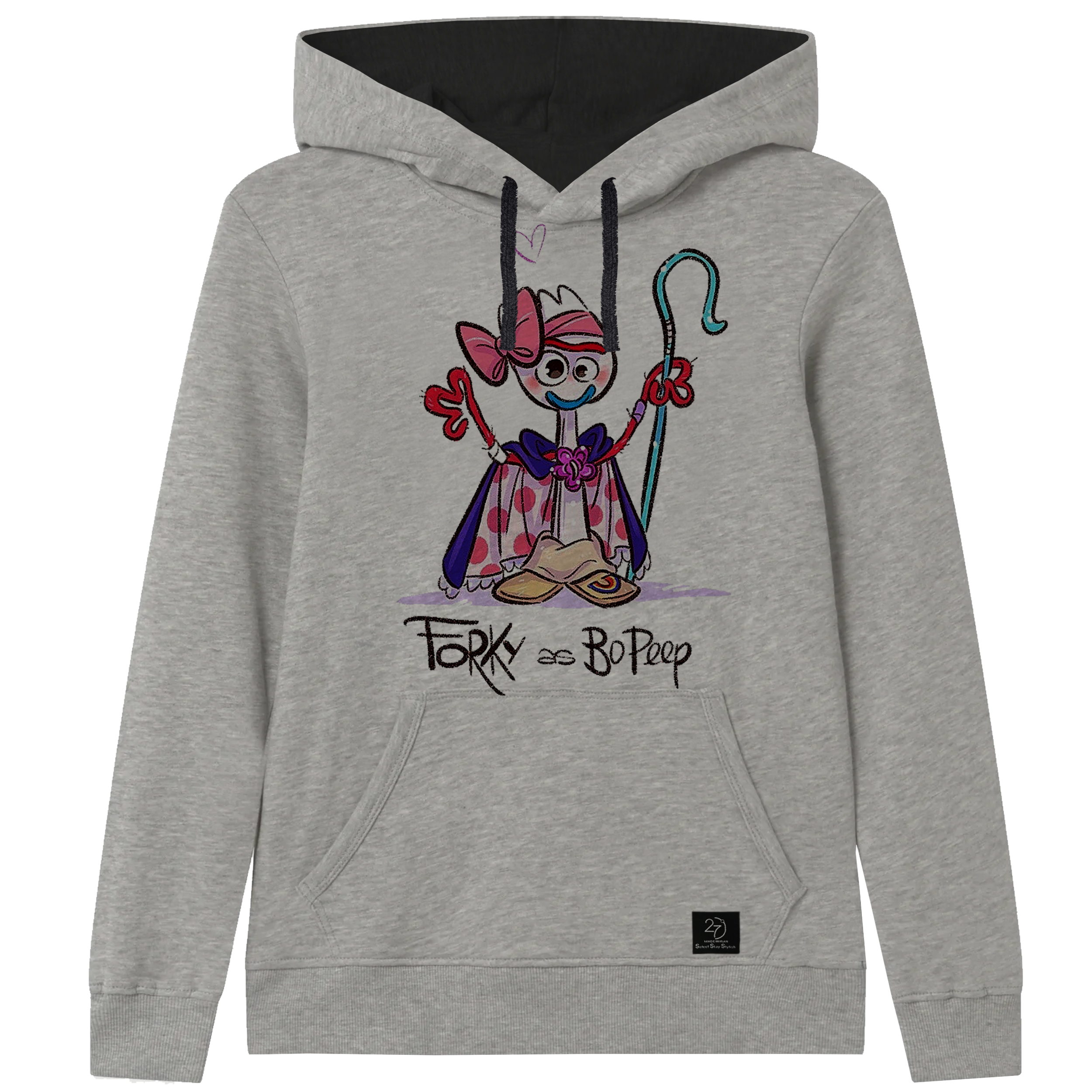 هودی دخترانه 27 مدل Forky کد B02 رنگ طوسی