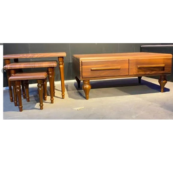 میز پذیرایی مستطیل با پایه پلاستیک و صفحه MDF گالری چوب آشنایی مدل 107-2kesh مجموعه 4 عددی