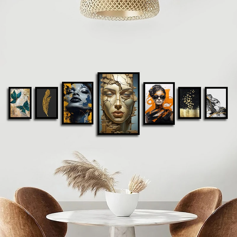 تابلو بکلیت طرح نقاشی مدرن مدل شاین اکلیلی B-1833 مجموعه 7 عددی