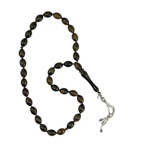 تسبیح نقره گالری ظهیرالدینی مدل کهربای آلمانی کد KRO-76-33